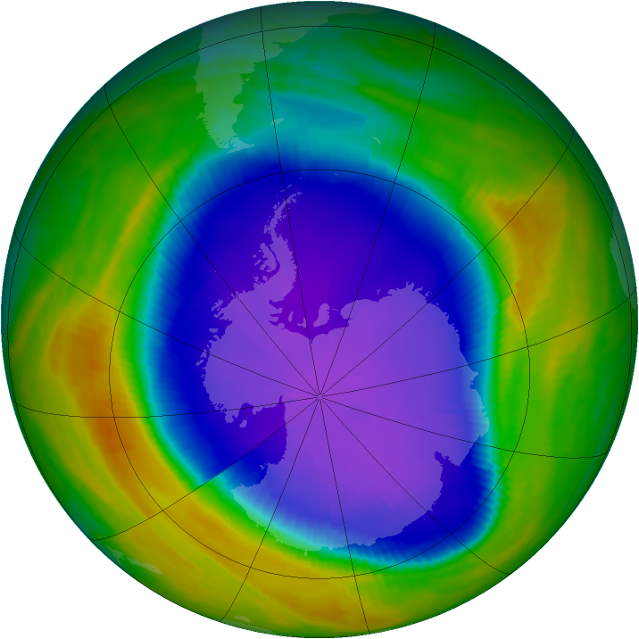 Antarctic ozone map for 11 October 1998